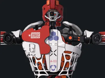 Robot humanoid A-003 Free low-poly 3D model