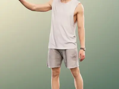 Scott 11998 - Standing Man Waving Summer Outfit Low-poly 3D model