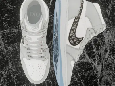 AIR JORDAN 1 HIGH x DIOR 3D SHOES Low-poly 3D model