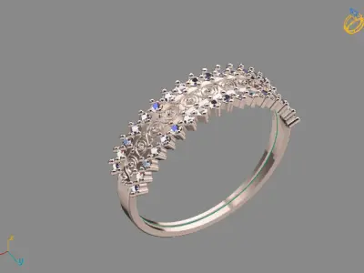 Womens Diamond Signet Ring Women Rings 3dmodels 3D print model 3D print model 21