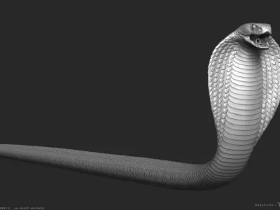 King Cobra Snake - Highpoly Sculpture 3D model
