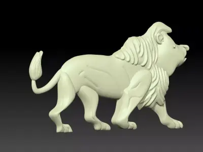 Walking Lion Relief 3D print model