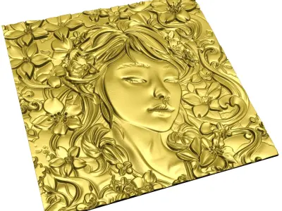 Japanese anime girl 3D model CNC cutting file 3D print model