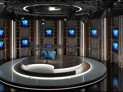 Virtual TV Studio Chat Set 17 3D model