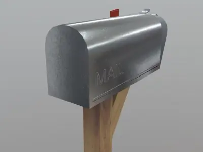 Mailbox on wooden post Free low-poly 3D model