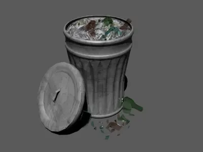 OutDoor Street Bin with Broken Glass - GAME READY Free low-poly 3D model