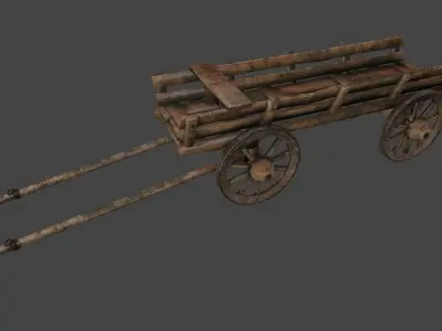 Wooden  Cart Low-poly 3D model