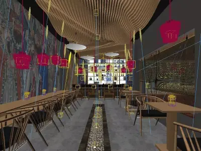 restuarant 3D model and rendering 3D model