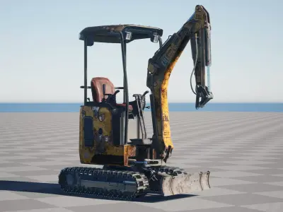 ZBL Mini Excavator v3 - Unreal Engine Project Low-poly 3D model