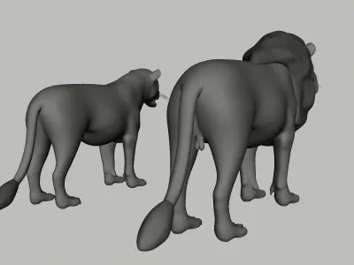 Lion Couple Low-poly 3D model