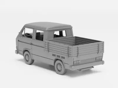 VW T3 Doka Double-cab - H0 scale van model kit 3D print model