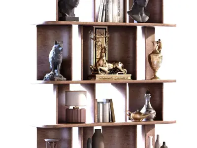 Shelf Partition with Statue set 773 Low-poly 3D model