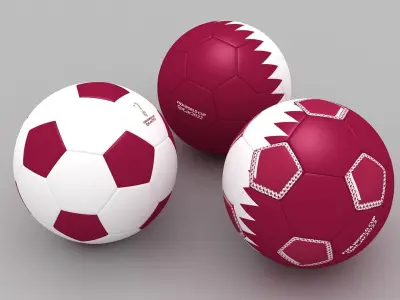 Soccer Ball Qatar Flag 3D model