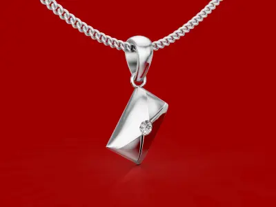 Envelope pendant printable gold jewelry printable 3D model 3D print model