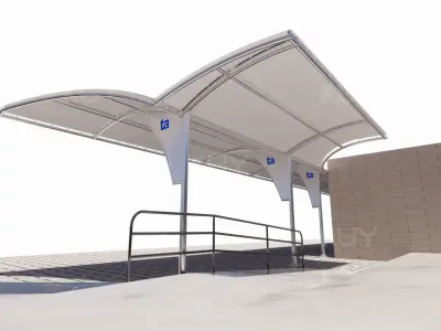 Roof structure for car parking and walkways 3D model