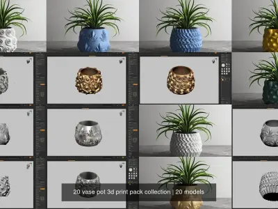 20 vase pot 3d print pack collection