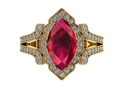Luxury Golden Ring with Ruby 3D model