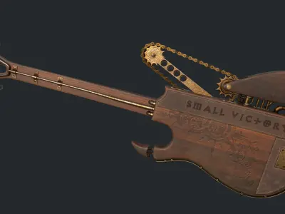 Steampunk guitar Low-poly 3D model