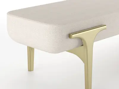 Upholstered Bench with Bronze-Patina Brass Details 3D model