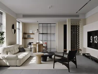 Modern living room dining room interior scenes 164 3D model