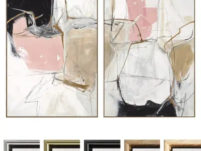 Plaster Two Photo Frame 517 Low-poly 3D model