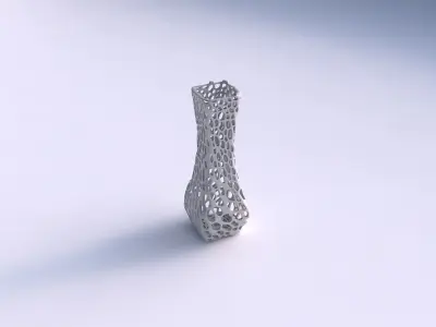 Vase larger opening rectangle with dense organic lattice 3D print model