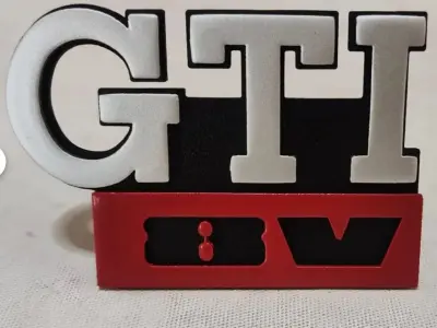 VW GTI 8V  and motorsport emblem badge 3D print model