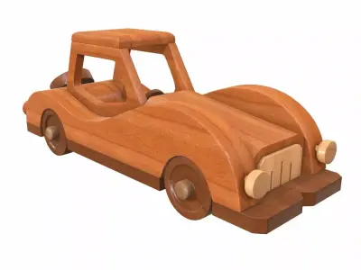 Car retro wooden 3D model