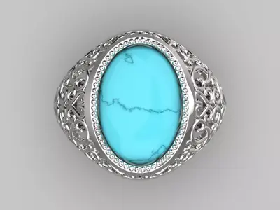 Luxury Desert Turquoise stl 3d Ring model gr0040 3D print model