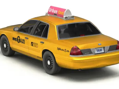 Realistic Taxi 2 cab Low-poly 3D model