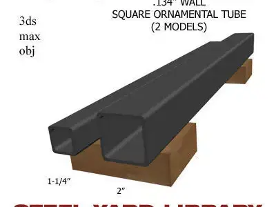 134in Wall Square Ornamental Tube 3D model
