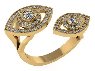 Round halo eye cutted ring 3D print model