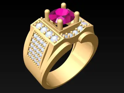 Diamond Rings - Mens Ring - N5241 3D print model