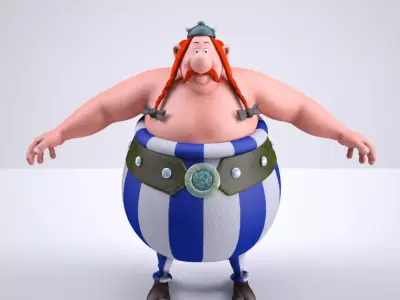 Obelix Low Poly with 4k Texture and Displacement map  Low-poly 3D model