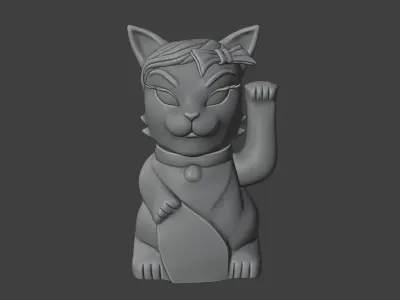 Maneki Neko with Seven Lucky Gods - Japanese Lucky Cat 3D Model 3D model