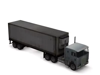 Low Poly Truck Trailer - Game Ready Vehicle  Low-poly 3D model