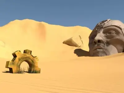 Zany 3D Scribble - Mockup Game Desert Scene Free 3D model