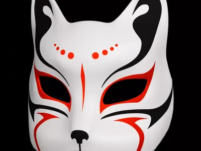 Japanese Kitsune Cat Mask Cosplay and Decoration 3D print model