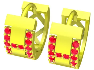 Luxury Letter H Hoop Earrings for Women 3D Model 6104 3D print model