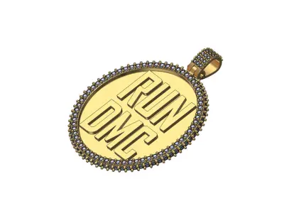 RUN DMC Iced Diamond pendant with bail 3D print model