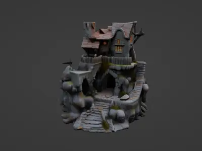 Enchanted Cliffside Cottage 3D model