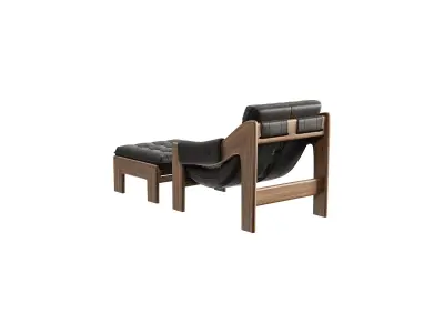 Four Hands Halston Chair with Ottoman 3D model