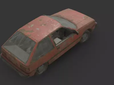 031 Abandoned Car - Mitsubishi Colt Hatchback Low-poly 3D model