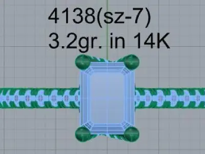 Emerald Diamond Ring 4138 3D print model