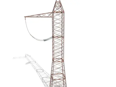 Electricity Pole 5 Weathered Low-poly 3D model