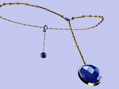 General Sapphire Gem Necklace 3D model