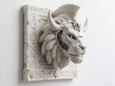 lion sculpture 3D print model 4