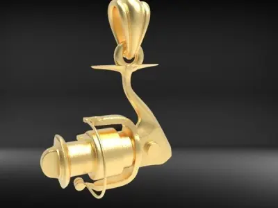 Spinning Fishing Reel Necklace Charm Nautical Jewelry 3D print model