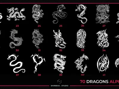 70 Dragons Alpha Kit - PNG and JPG Texture