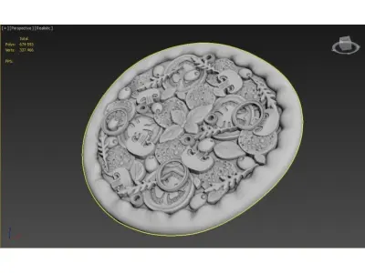 Pizza with leaves 3D print model